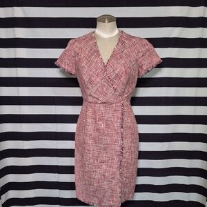 Pink Tweed Wrap Dress